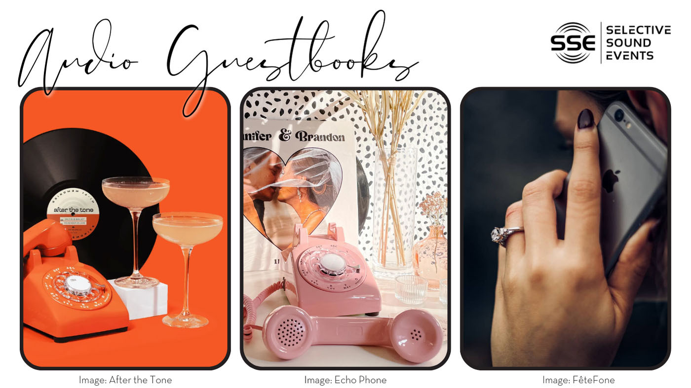 graphic showing audio guestbook examples for weddings